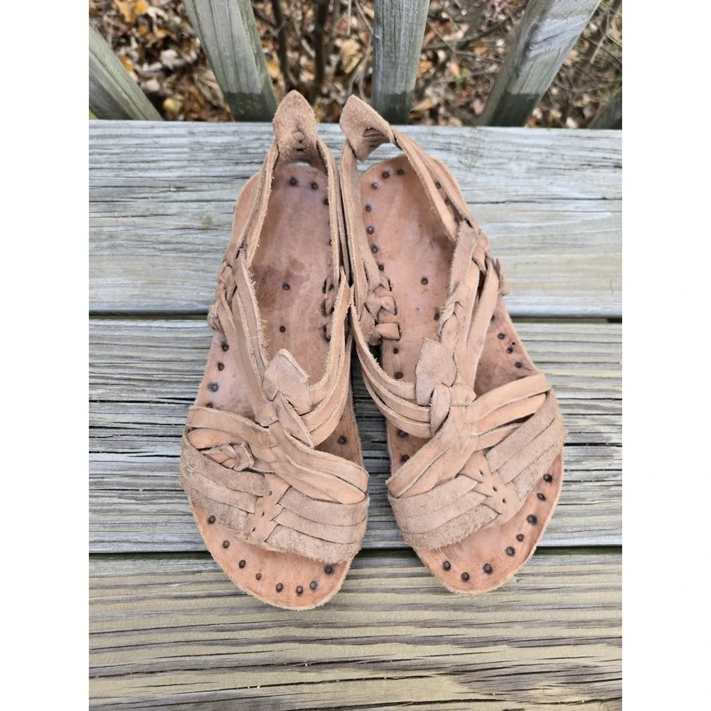 HUARACHE CRUZADO ARANITA Natural Beige Acme Thick Soles Men's Size 7 Womens 8.5